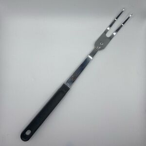 Vintage EKCO USA Chromium Plated Meat Fork Black Handle 11.5" Serving Kitchen